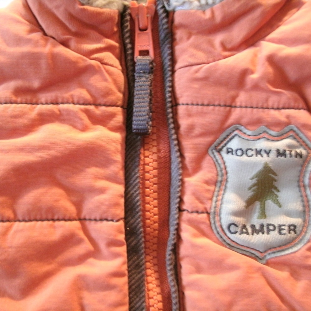 Gymboree Boys Puffer Vest Camper Orange 6-12 Months - Picture 5 of 9